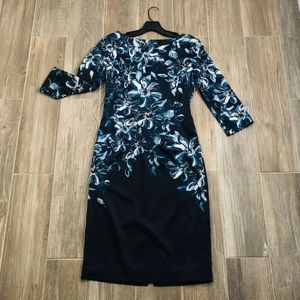 ST JOHN Liquid Satin Floral Dress